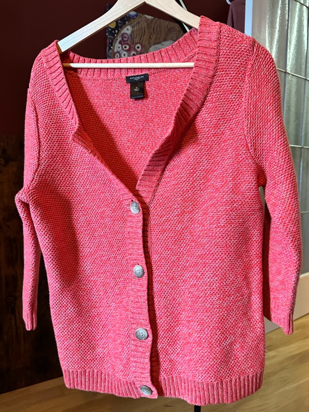 Textured Knit Button-Up Sweater by Ann Taylor - Picture 3 of 17